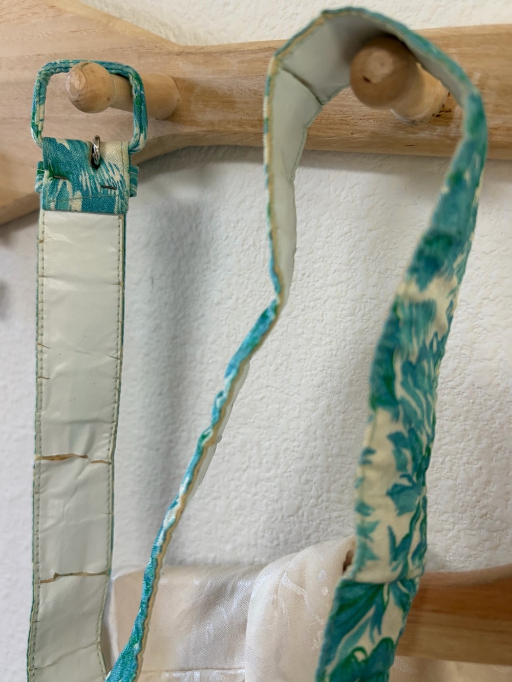 Vintage Silver Palm Cali Teal Floral Pinup Dress w Original Belt Retro 60s L - Picture 5 of 13